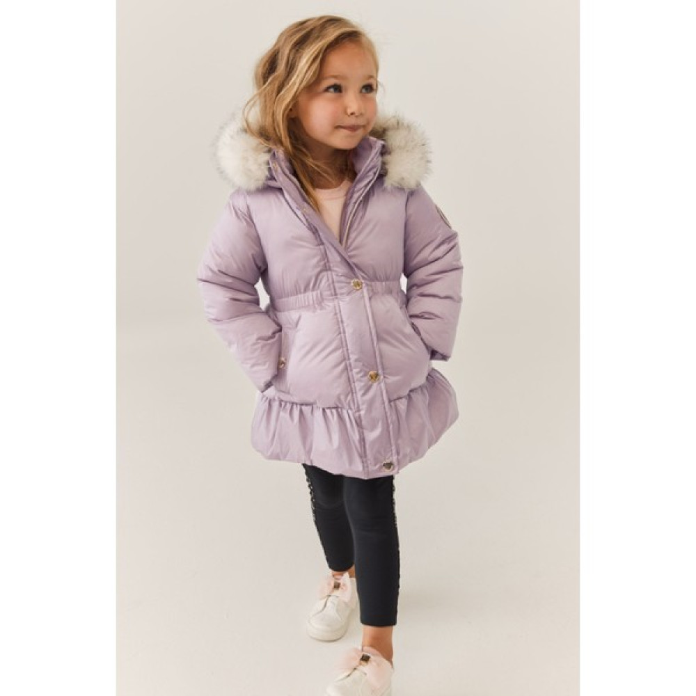 Next Baby Baker By Ted Baker Kız Çocuk Polar ve Kapitone Astarlı Eteği Volanlı Su Geçirmez Mor Mont Kız Çocuk Mont Fiyatı