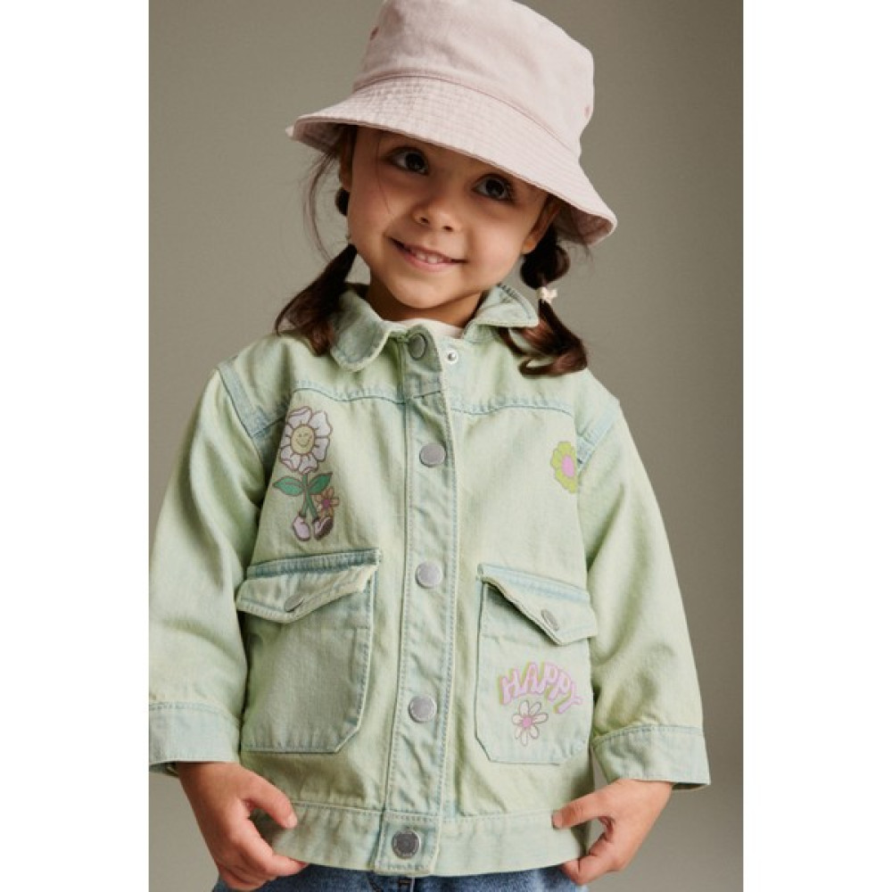 Next Baby Çicek Desenli Kız Çocuk Yeşil Baskılı Denim Ceket Kız Çocuk Yelek Fiyatı