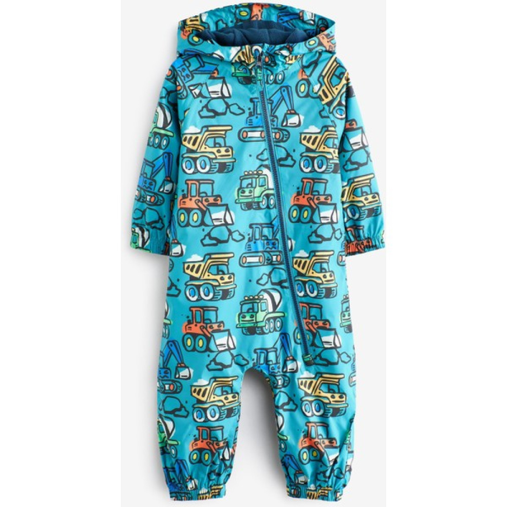 Next Baby Erkek Çocuk Inşaat Araçları Baskılı Su Geçirmez Polar Astarlı Mavi Puddlesuit / Astronot Tulum Kız Çocuk Yağmurluk Fiyatı