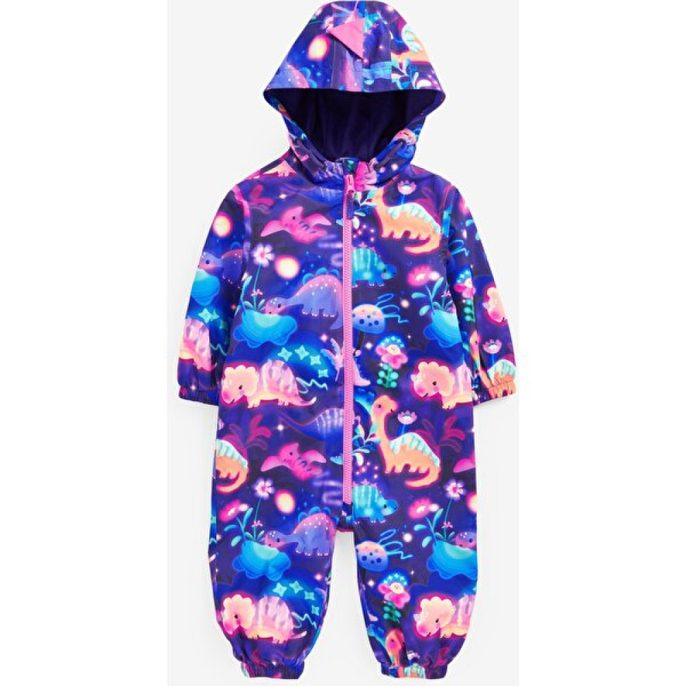 Next Baby Kız Çocuk Dinozor Detaylı Polar Astarlı Su Geçirmez Lacivert Puddlesuit / Astronot Tulum Kız Çocuk Yağmurluk Fiyatı