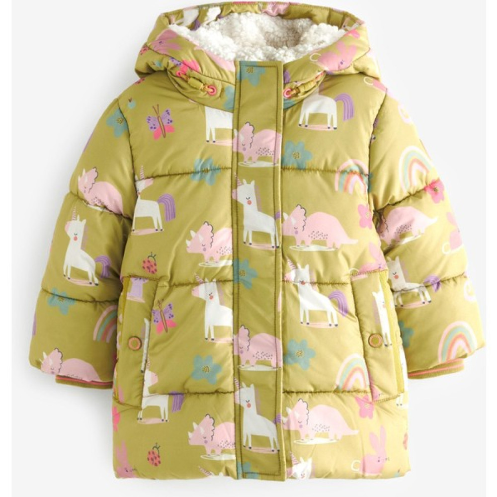 Next Baby Kız Çocuk Unicorn Baskılı Suya Dayanıklı Borg Astarlı Fıstık Yeşili Mont Kız Çocuk Mont Fiyatı