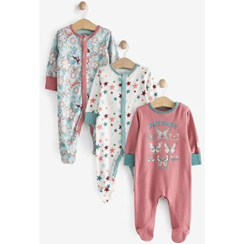 Next Baby Pamuklu Fatface Baby Crew Butturfly 3’lü Tulum Set Bebek Tulumu Fiyatı