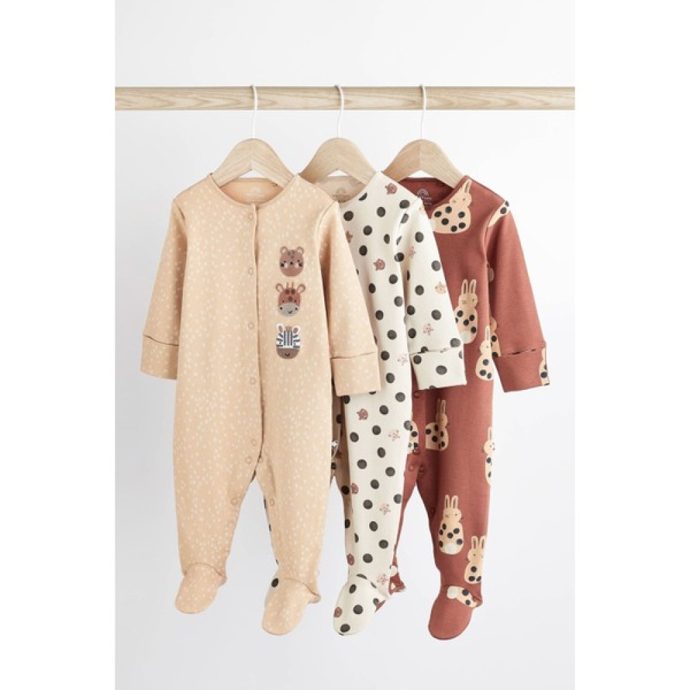 Next Baby Pamuklu Kahverengi Hayvan Desenli 3’lü Tulum Set Bebek Tulumu Fiyatı