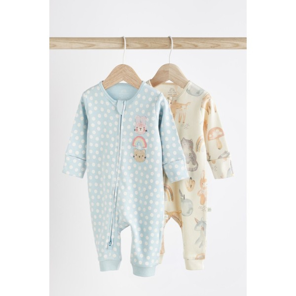 Next Baby Pamuklu Mavi Tavşan Detaylı Fermuarlı 2’li Tulum Set Bebek Tulumu Fiyatı
