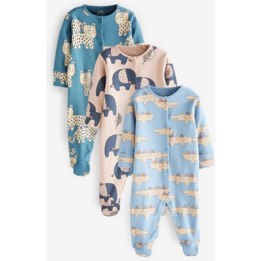 Next Baby Pamuklu Mavi Timsah Desenli 3’lü Tulum Set Bebek Tulumu Fiyatı