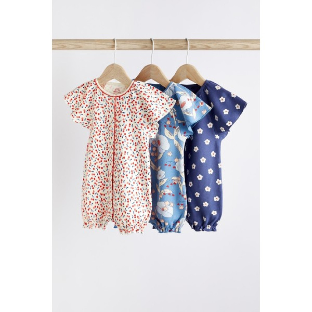 Next Baby Pamuklu Red/navy Çiçekli Romper Set 3’ Bebek Tulumu Fiyatı