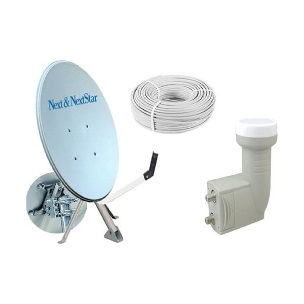 Next NextStar 80 cm Next Nextstar Ofset Çanak Anten Full Set+Ikili Lnb+ 25 mt Anten Kablosu 150021 - Beyaz Çanaklar Fiyatı