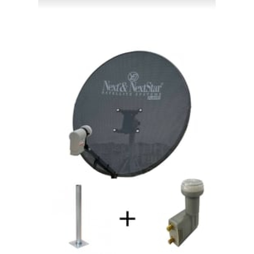 Next Nextstar Next 80 cm Delikli 0,6 mm Gri Renk Ofset Çanak Anten +2'li Lnb.+ 45 cm Montaj Borusu Çanaklar Fiyatı