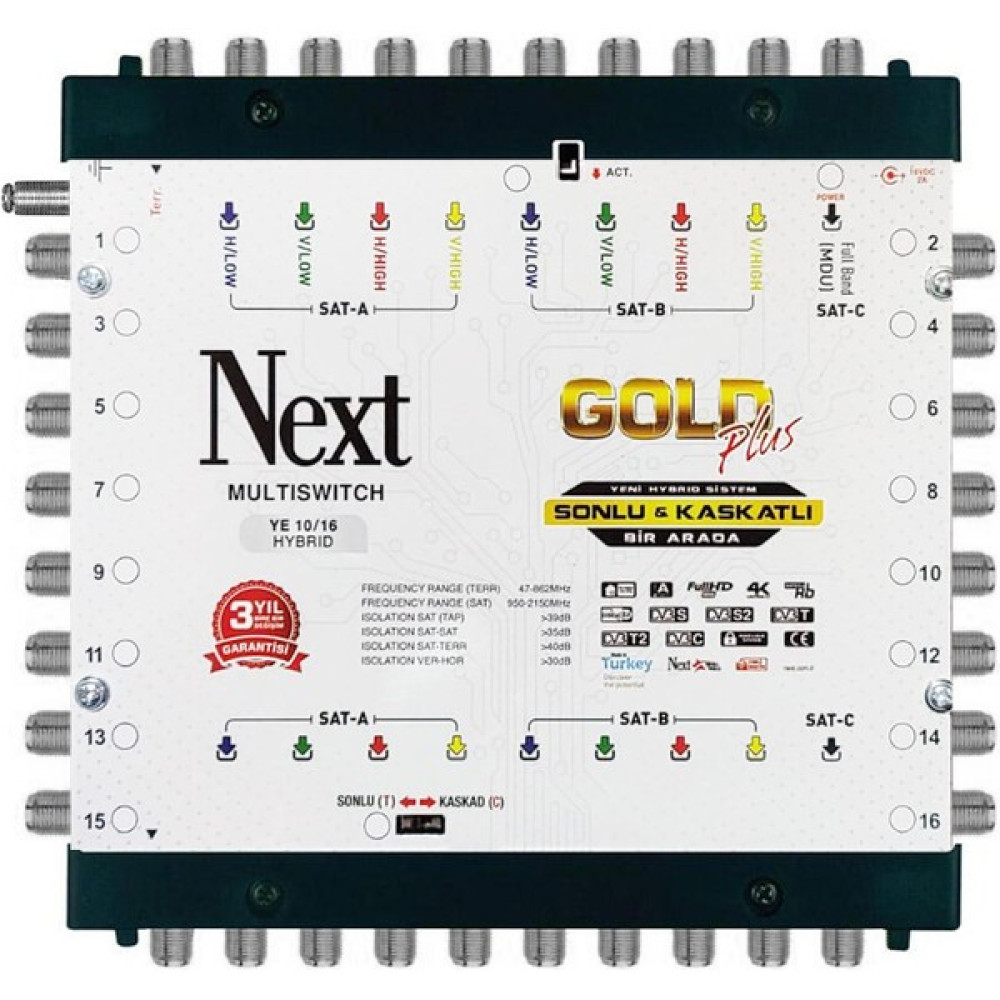 Next Uydu Santral 10/16 Sonlu Kaskatlı Multıswıtch (Adaptör Dahil) Next Uydu Alıcısı Aksesuarları Fiyatı