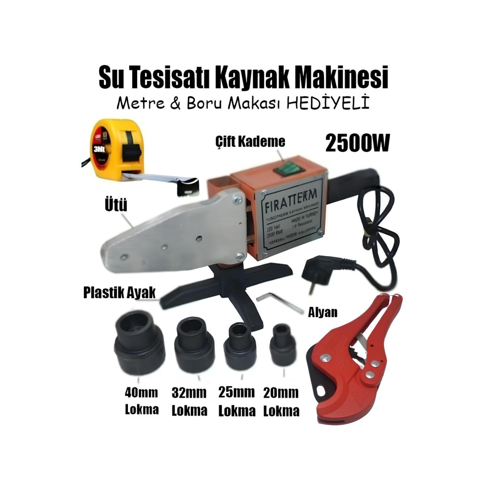 nextbuy 2500W Su Tesisatı Plastik Boru Kaynak Makinesi Çift Kademe Ayarlı Çantalı Makas Pafta Ucu Alyan Seti Kaynak Makineleri Fiyatı