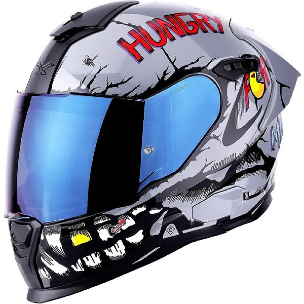 Nexx SX.100R Hungry Mıles Nardo Gri Kask Hungry Mıles Nardo Gri Kask Mavi Cam - 2XL Motorsiklet Kaskları Fiyatı