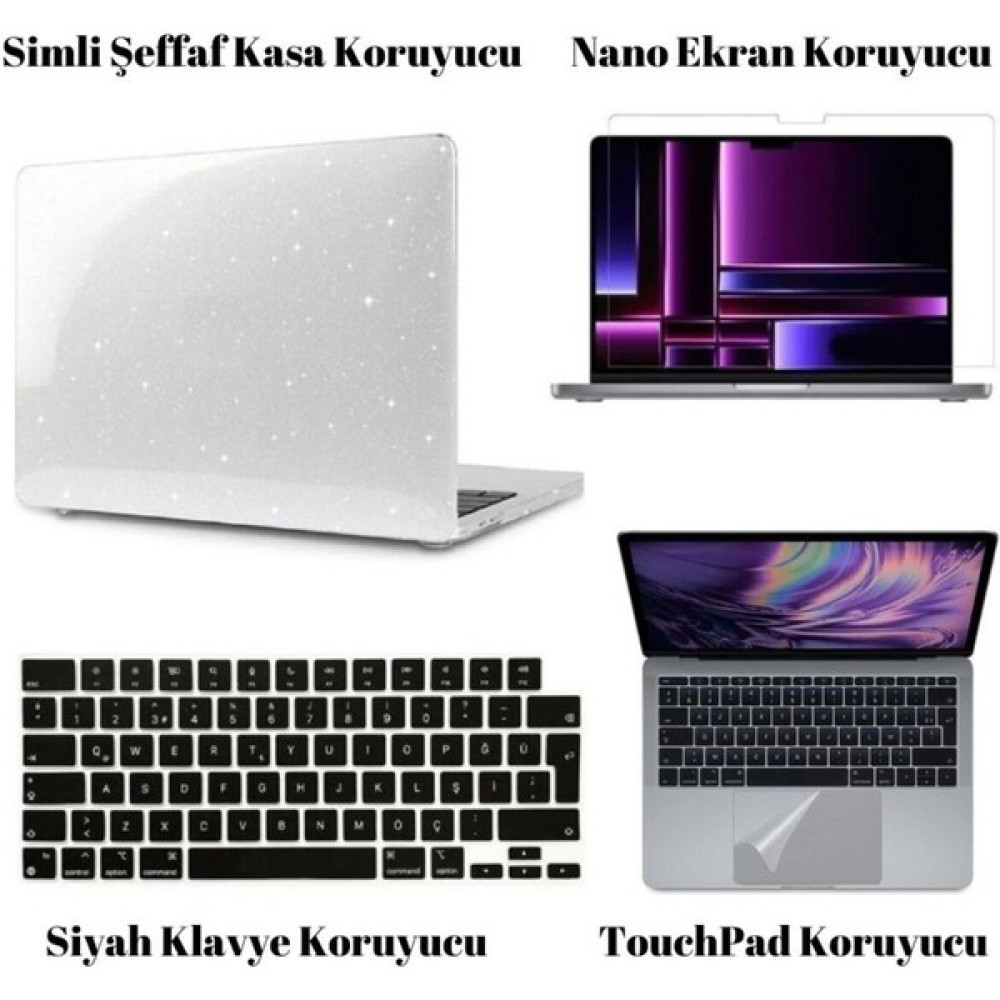 Nezih Case Apple Macbook Air 13.3 M1 2020 Kılıf 360 Derece Full Korumalı 4'lü Set A1932/A2179/A2337 - no1 Tablet Pc Aksesuarları Fiyatı
