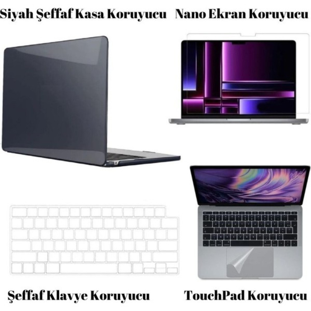 Nezih Case Apple Macbook Air 13.3 M1 2020 Kılıf 360 Derece Full Korumalı 4'lü Set A1932/A2179/A2337 - no13 Tablet Pc Aksesuarları Fiyatı