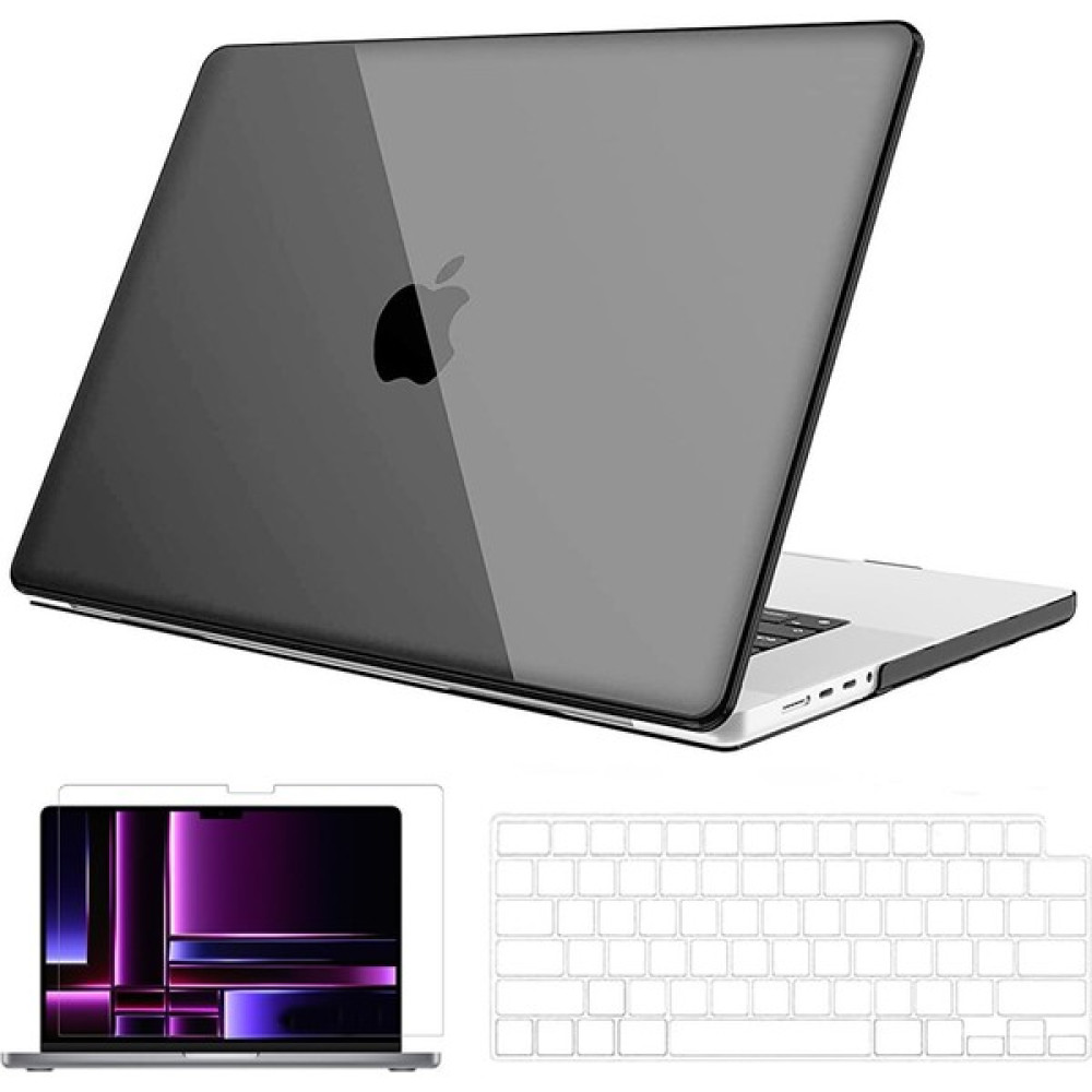 Nezih Case Apple Macbook Pro 2023 14 Inç M2 Pro/max A2779 Uyumlu Tam Koruma Kılıf + Şeffaf Klavye Kılıfı + Film - Siyah Tablet Pc Aksesuarları Fiyatı
