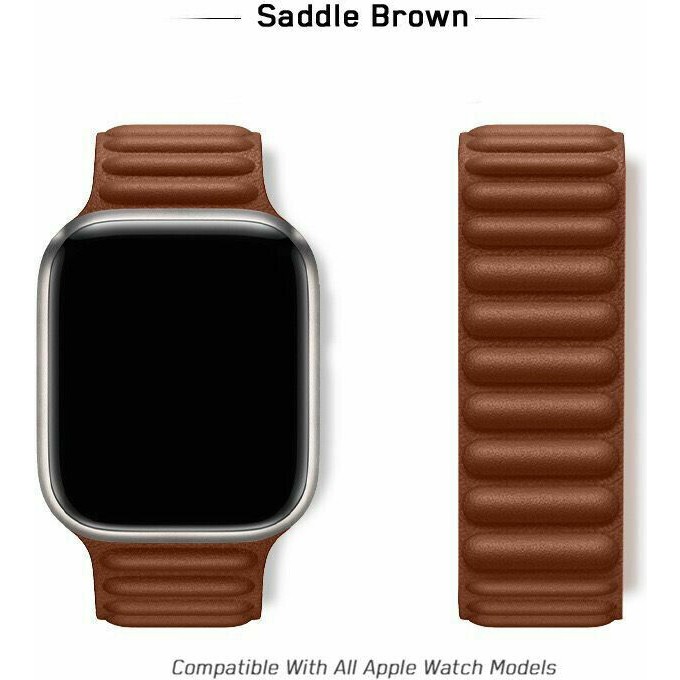 Nezih Case Apple Watch 2/3/4/5/6/7/8/se 38MM 40MM 41MM Mıknatıslı Deri Baklalı Kordon - Açık Kahverengi Akıllı Saat Aksesuarı Fiyatı