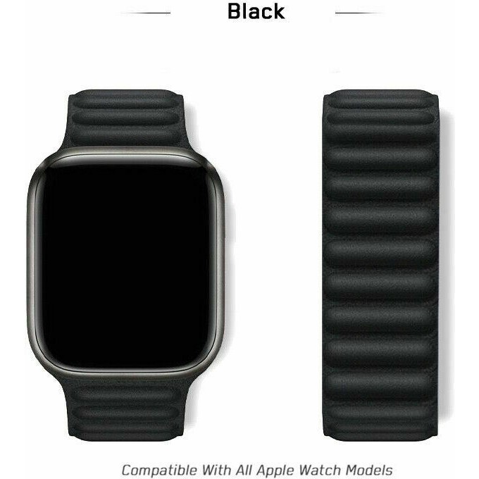 Nezih Case Apple Watch 2/3/4/5/6/7/8/se 38MM 40MM 41MM Mıknatıslı Deri Baklalı Kordon - Black Akıllı Saat Aksesuarı Fiyatı