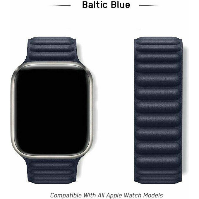 Nezih Case Apple Watch 2/3/4/5/6/7/8/se 38MM 40MM 41MM Mıknatıslı Deri Baklalı Kordon - Mavi Akıllı Saat Aksesuarı Fiyatı