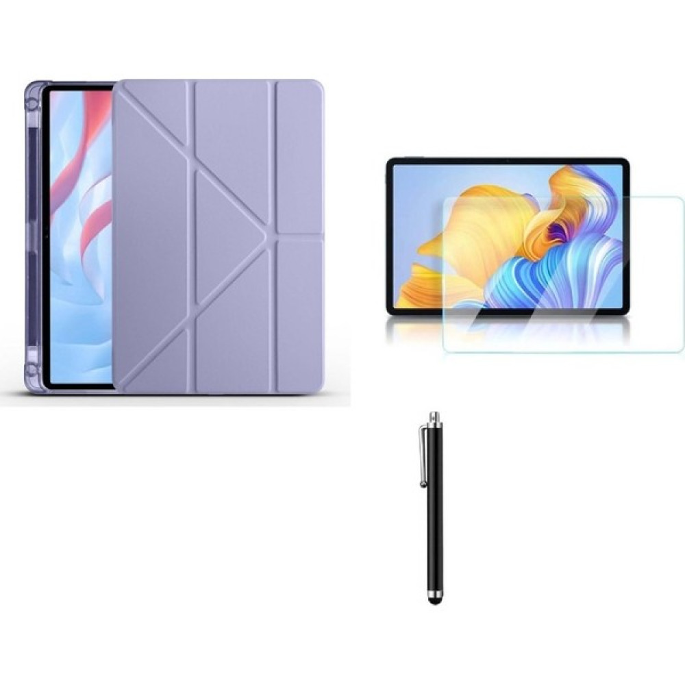 Nezih Case Huawei Honor X9 11.5' Uyumlu Tri Folding Kalem Bölmeli Standlı Pu Deri Kılıf ve Nano Ekran Koruyucu - Mor Tablet Kılıfı Fiyatı
