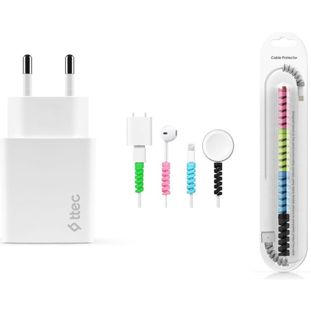 Nezih Case Iphone X/xs/11/12/13 Serilerine Uyumlu Ttec Yeni Nesil 20W Güç Adaptörü ve Spiral Kablo Koruyucu - Beyaz Cep Telefonu Şarj Cihazı Fiyatı
