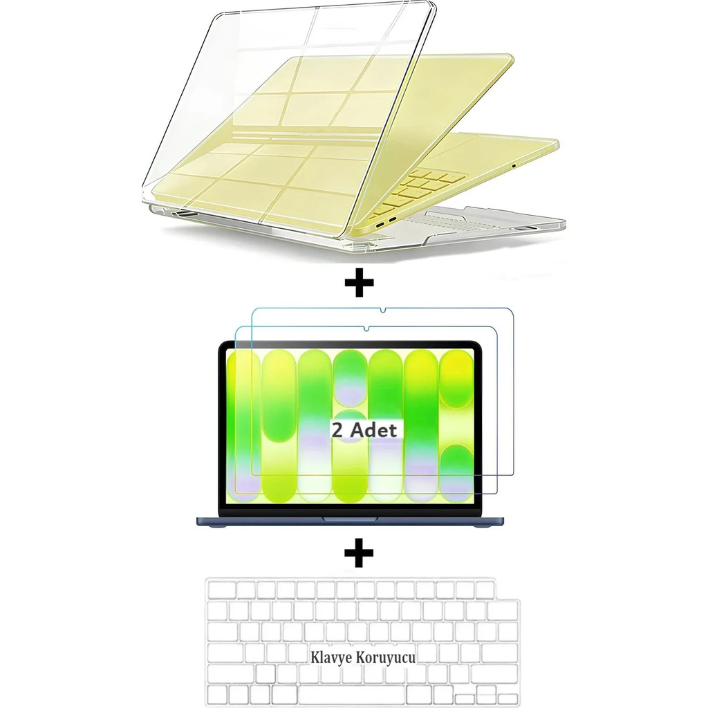 Nezih Case Macbook Neo 13 Inç (A18-A18 Pro 2026) Uyumlu Kapak + 2 Adet Ekran Koruyucu + Klavye Pedi Set - Şeffaf Cep Telefonu Ekran Koruyucusu Fiyatı