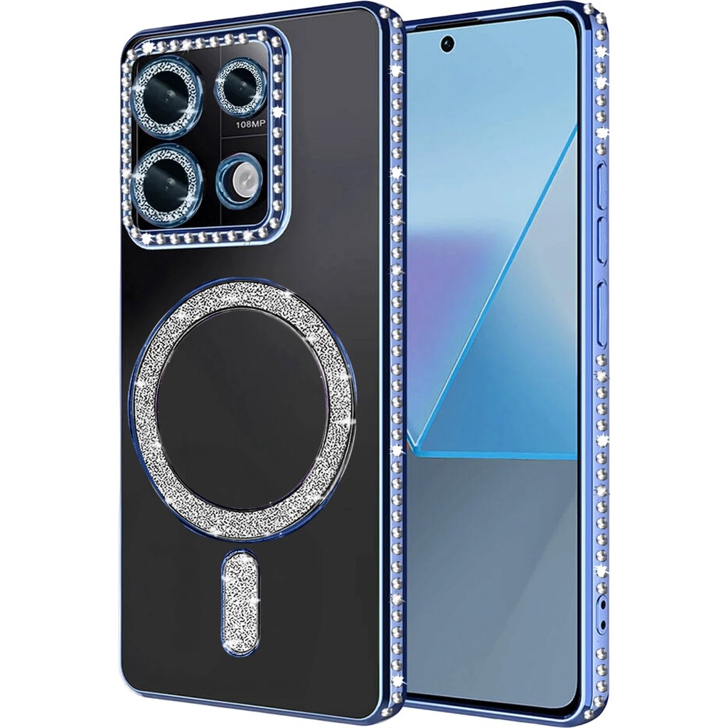 Nezih Case Redmi 13C & Poco C65 Uyumlu Taşlı Magsafe Şarj Özellikli Kamera Korumalı Kılıf - Mavi Cep Telefonu Kılıfı Fiyatı