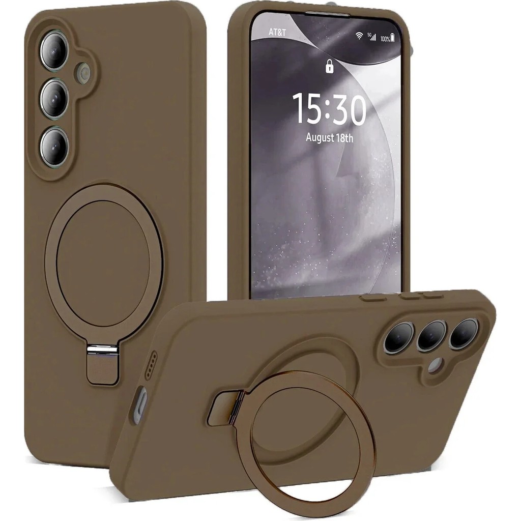 Nezih Case Samsung Galaxy A57 Uyumlu Içi Kadife Stand Olabilen Halka Yüzüklü Şık Kılıf - Kahverengi Cep Telefonu Kılıfı Fiyatı