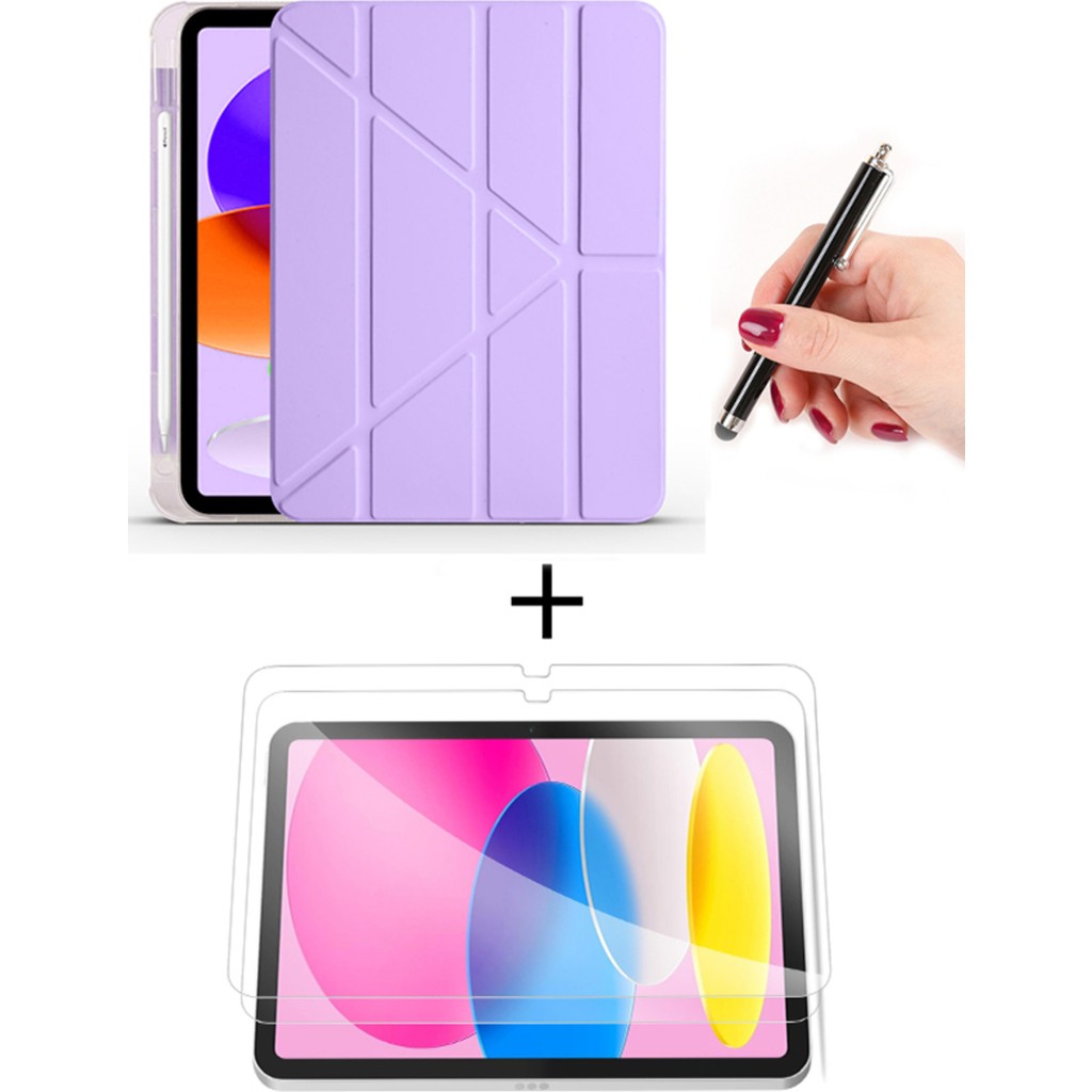 Nezih Case Samsung Galaxy Tab A11 Plus 11 Inç Uyumlu Akıllı Kılıf + Ekran Koruyucu + Kalem - Lila Tablet Kılıfı Fiyatı