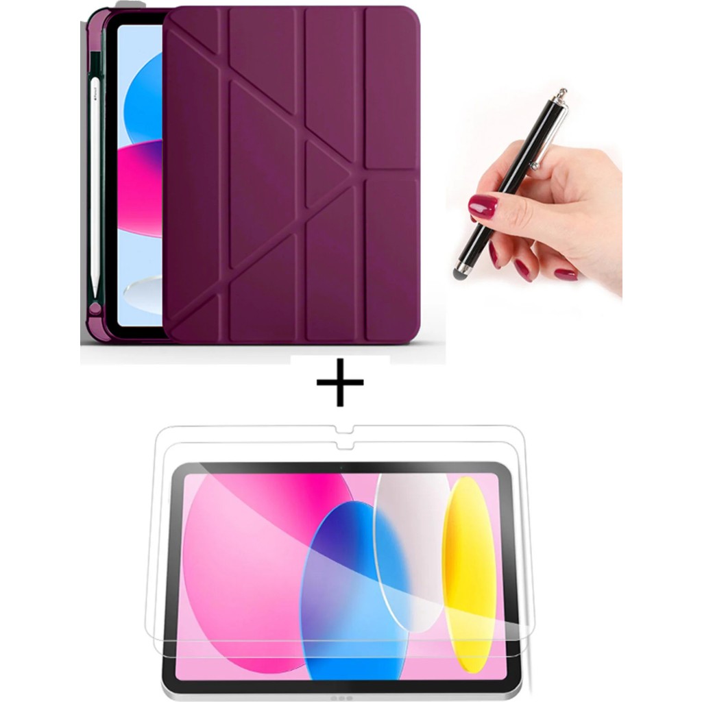 Nezih Case Samsung Galaxy Tab A11 Plus 11 Inç Uyumlu Akıllı Kılıf + Ekran Koruyucu + Kalem - Mürdüm Tablet Kılıfı Fiyatı