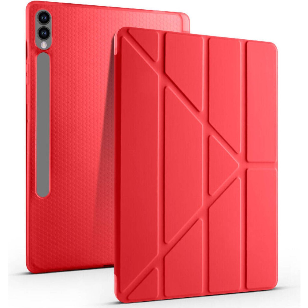 Nezih Case Samsung Galaxy Tab S7 Fe S8 Plus T970/X800/T737/T736/T733 Kalemlikli Standlı Akıllı Kılıf - Kırmızı Tablet Kılıfı Fiyatı