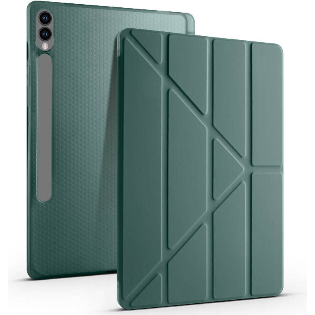 Nezih Case Samsung Galaxy Tab S7 Fe S8 Plus T970/X800/T737/T736/T733 Kalemlikli Standlı Akıllı Kılıf - Koyu Yeşil Tablet Kılıfı Fiyatı