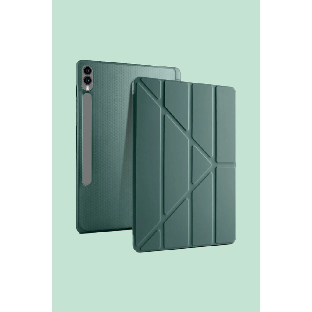 Nezih Case Samsung Tab S9 (X710) / Tab S9 Fe (X510) Kılıf Kalem Bölmeli Uyku Modlu Standlı Arkası Silikon Kapak - Koyu Yeşil Cep Telefonu Kılıfı Fiyatı
