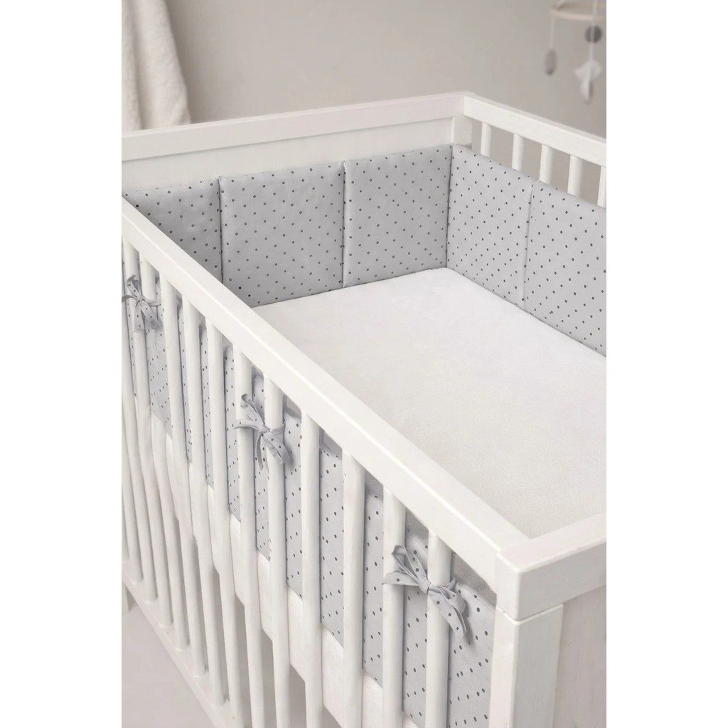 NGN Collection Beşik Kenar Koruyucu Tek Parça %100 Pamuk 60X120 cm 360 cm Koruyucu Puantiyeli Bebek Yan Koruma - 60 x 120 cm - Gri Bebek Oyun Parkı & Beşikleri Fiyatı