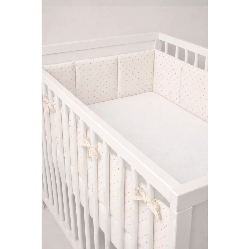 Ngn Collection Beşik Kenar Koruyucu Tek Parça %100 Pamuk 60X120 cm 360 cm Koruyucu Puantiyeli Bebek Yan Koruma - 70 x 130 cm - Ekru Bebek Oyun Parkı & Beşikleri Fiyatı