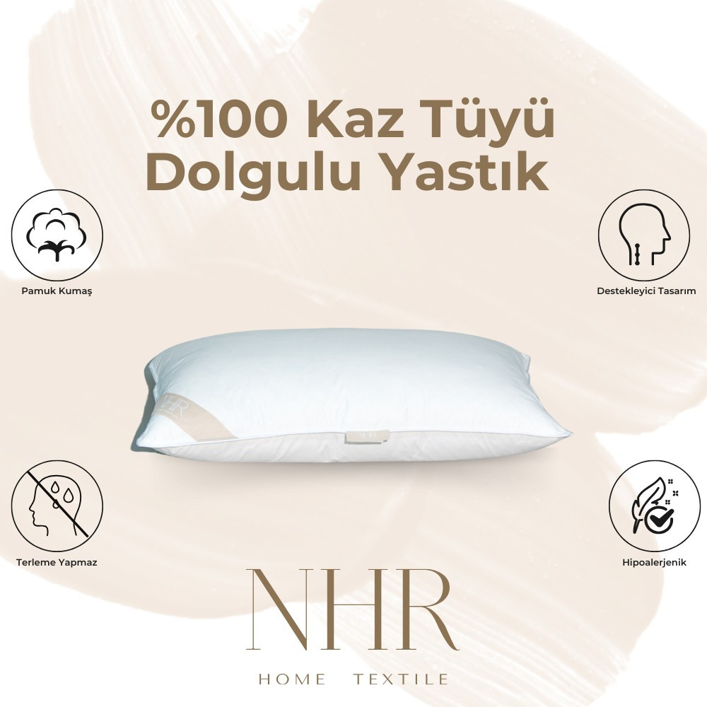 NHR Home Kaz Tüyü Yastık %70 Gıdık 50X70 1000GR 1 Adet - 50 x 70 cm - Beyaz Yastık Fiyatı