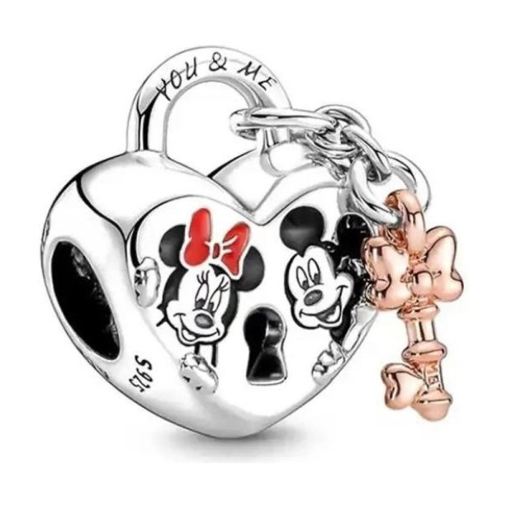 Ni Aksesuar Gümüş S925 Damgalı Disney Mickey Mouse ve Minnie Kilit Charm Saat ve Bileklik Aksesuarı Fiyatı