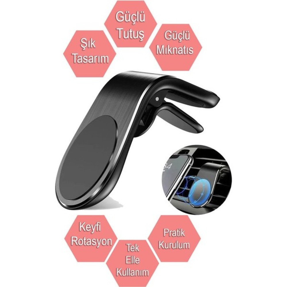 Nice Shop Araç Içi Manyetik Mıknatıslı Telefon Tutucu Oto Klima Araba Tutacağı Tüm Telefonlara Uygun - Siyah Cep Telefonu Tutucu Fiyatı