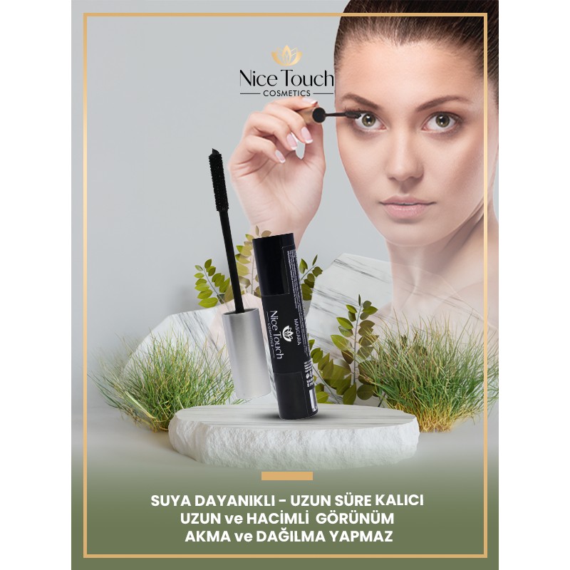 Nice Touch Volume Mascara Uzun Süre Kalıcı Kıvırma Etkili Büyük Boy Siyah Suya Dayanıklı - Black Diğer Fiyatı