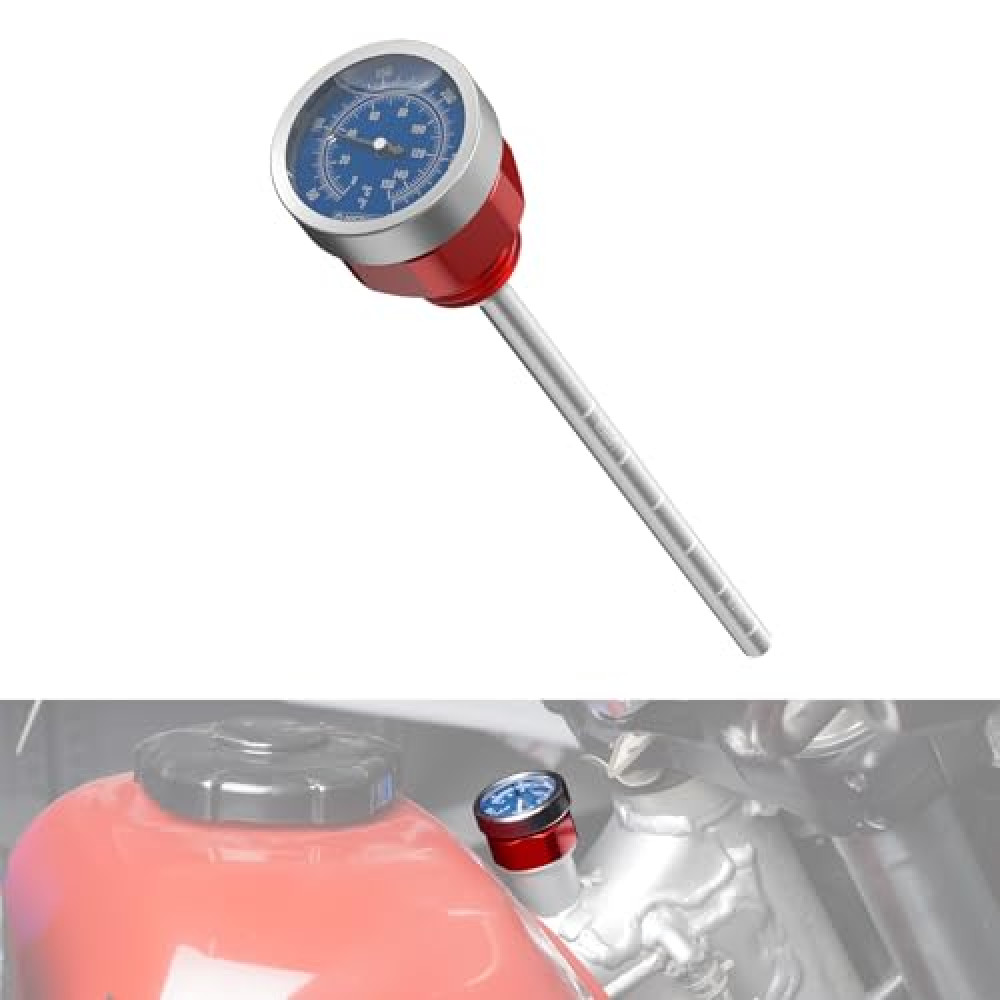 NICECNC Red Oil Level Gauge Dipstick Temperature Compatible with Honda XR650L 1993 1994 1995 1996 1997 1998 1999 2000 2001 2002 2003 2004 2005 2006 2007 2008-2024
