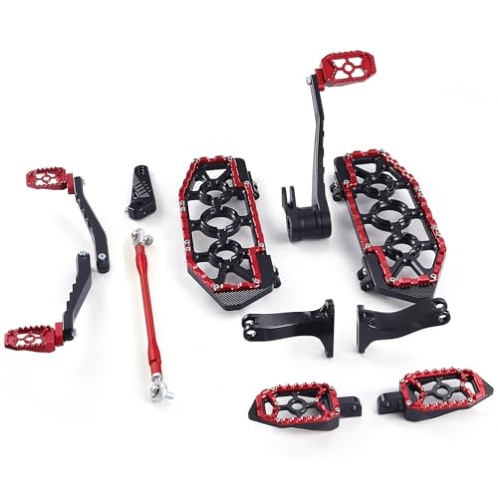 NicMachine Road King Street Glide Floorboards MX Foot Boards for Harley Touring CVO Brake Shifter Levers 2014-2024 (Red+Black)