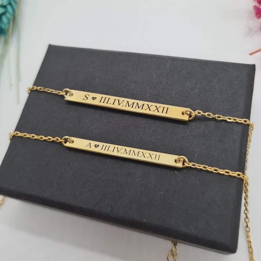 Nida Jewelry 925 Ayar Gümüş Çift Romen Rakam Tarih Harf Bileklik Saat ve Bileklik Aksesuarı Fiyatı