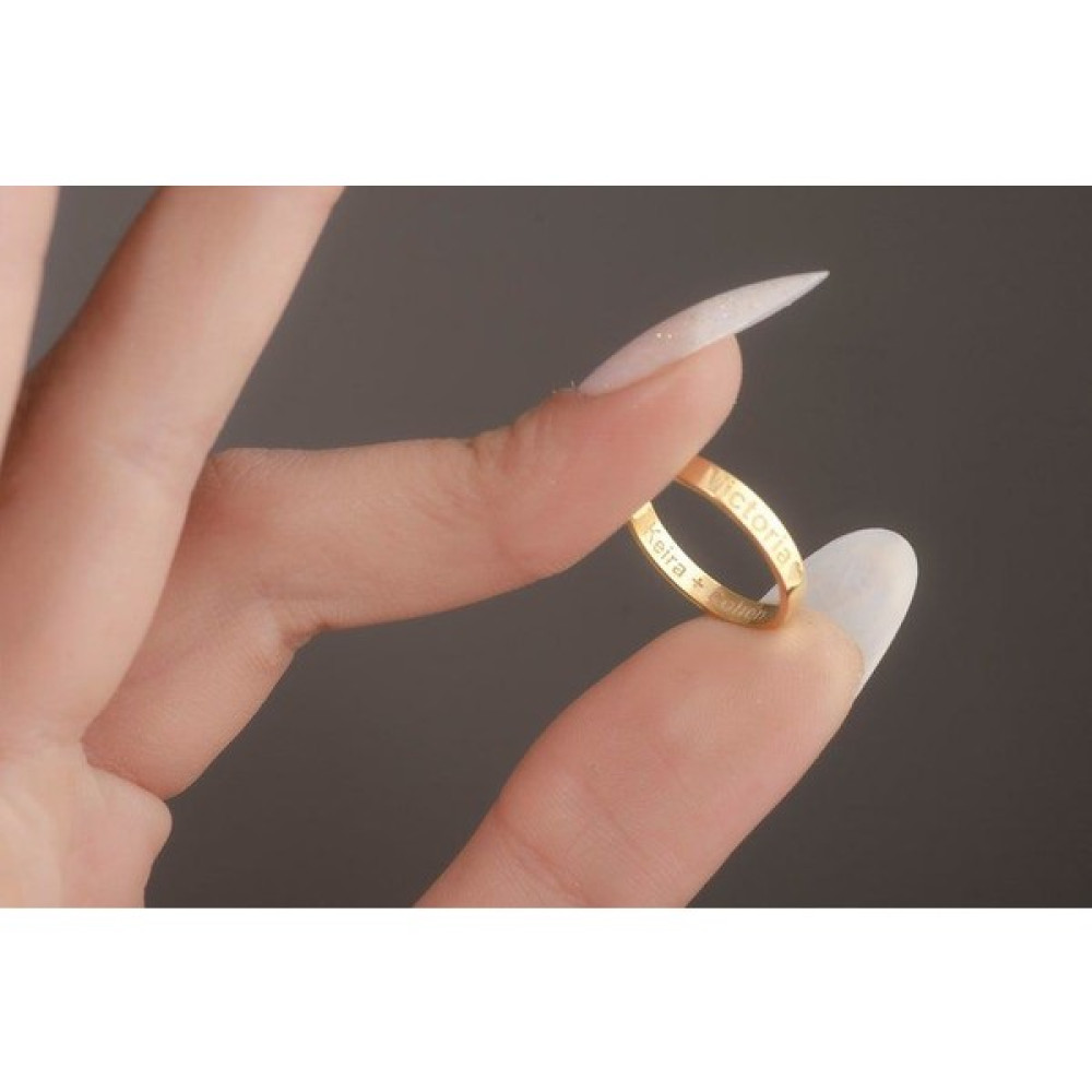 Nida Jewelry 925 Ayar Gümüş Isim Yüzük - Sarı - Standart Gümüş Yüzük Fiyatı
