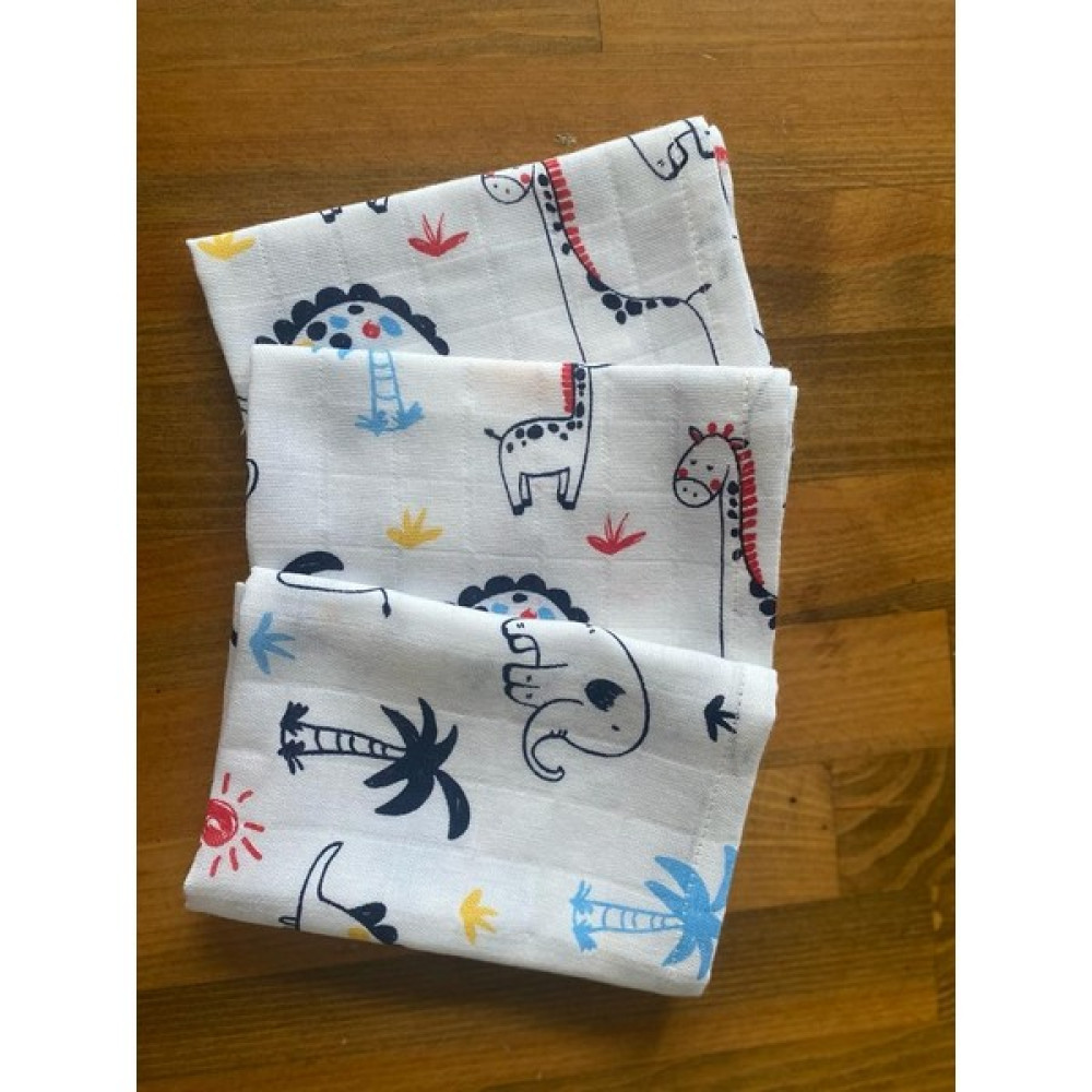 Nihalfidan Store Muslin Kumaş %100 Pamuk Bebek Ağız Mendili Animal 3 Adet (30X30 Cm) - Desenli - 0 - 2 Yaş Oto Boyaları Fiyatı