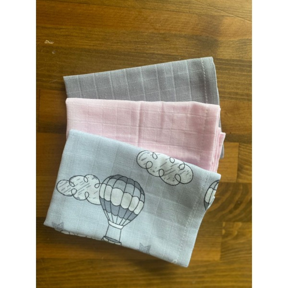 Nihalfidan Store Muslin Kumaş %100 Pamuk Bebek Ağız Mendili Pembe Gri Balon 3 Adet (30X30 Cm) - Desenli - 0 - 2 Yaş Oto Boyaları Fiyatı