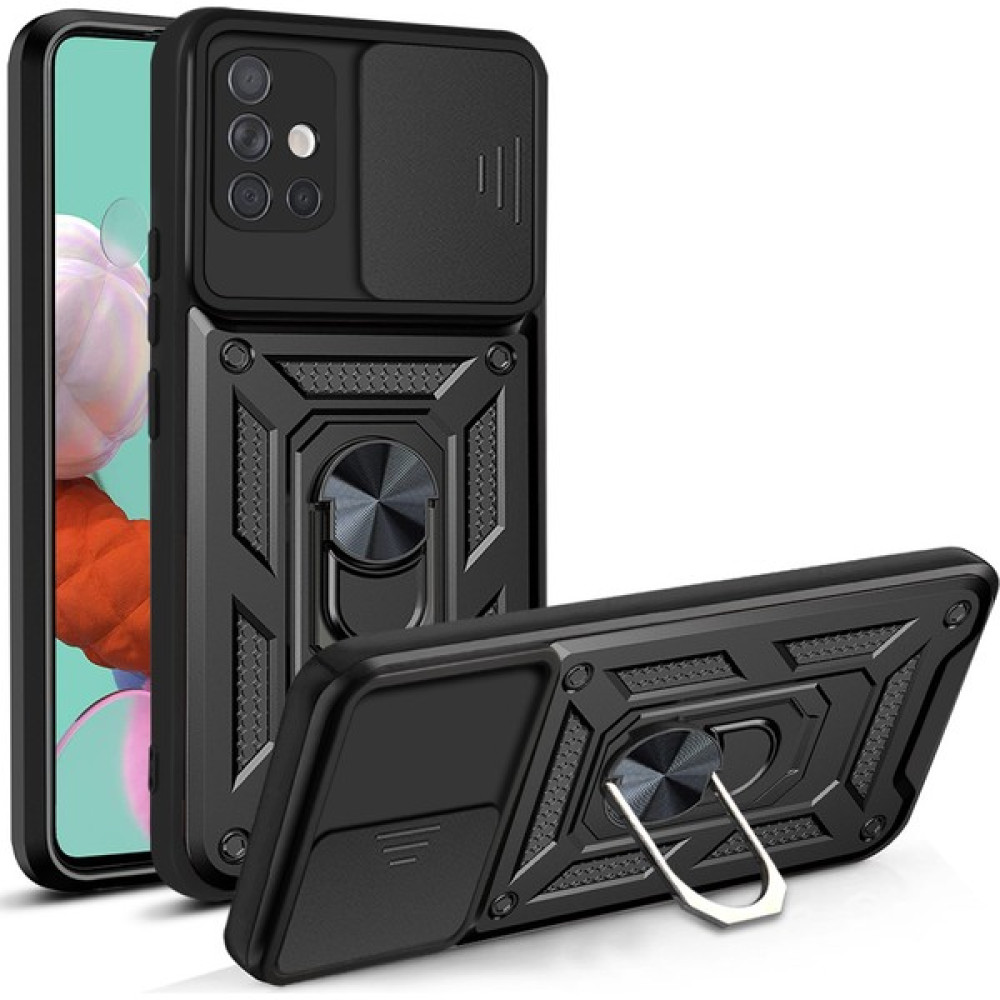 Nihcase Oppo A74 Kılıf Kamera Korumalı Sürgülü Yüzüklü Armor Military Tank Koruyucu Kapak - Siyah Cep Telefonu Kılıfı Fiyatı