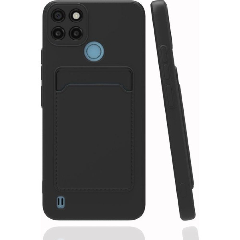 Nihcase Realme C21Y Kılıf Kart Bölmeli Karlıklı Cüzdanlı Kamera Korumalı Silikon Kapak - Siyah Cep Telefonu Kılıfı Fiyatı