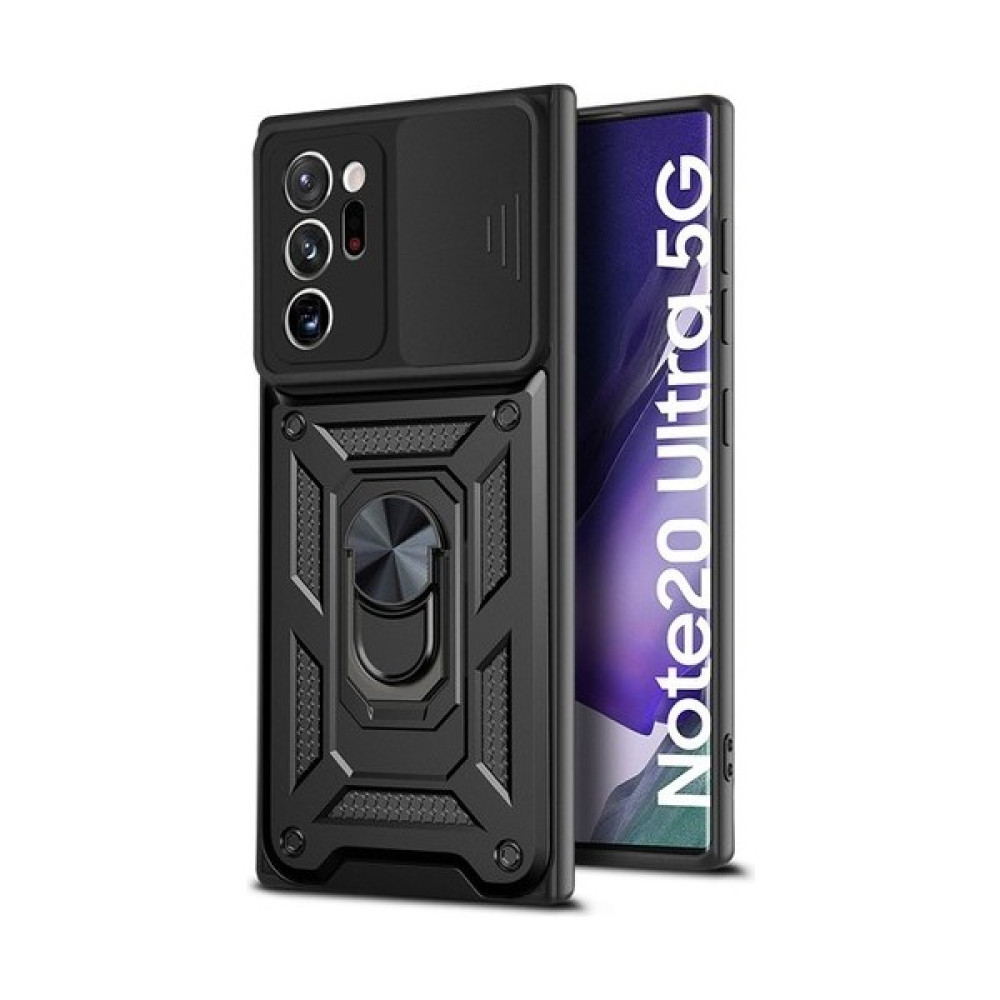 Nihcase Samsung Galaxy Note 20 Ultra Kılıf Kamera Korumalı Sürgülü Yüzüklü Armor Military Tank Koruyucu - Siyah - Glx Note 20 Ultra Cep Telefonu Kılıfı Fiyatı
