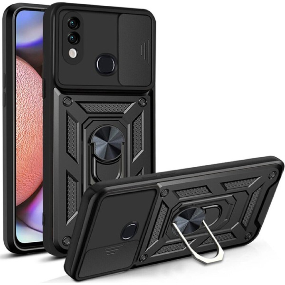 Nihcase Tecno Spark 6 Go Kılıf Kamera Korumalı Sürgülü Yüzüklü Armor Military Tank Koruyucu Kapak - Siyah Cep Telefonu Kılıfı Fiyatı
