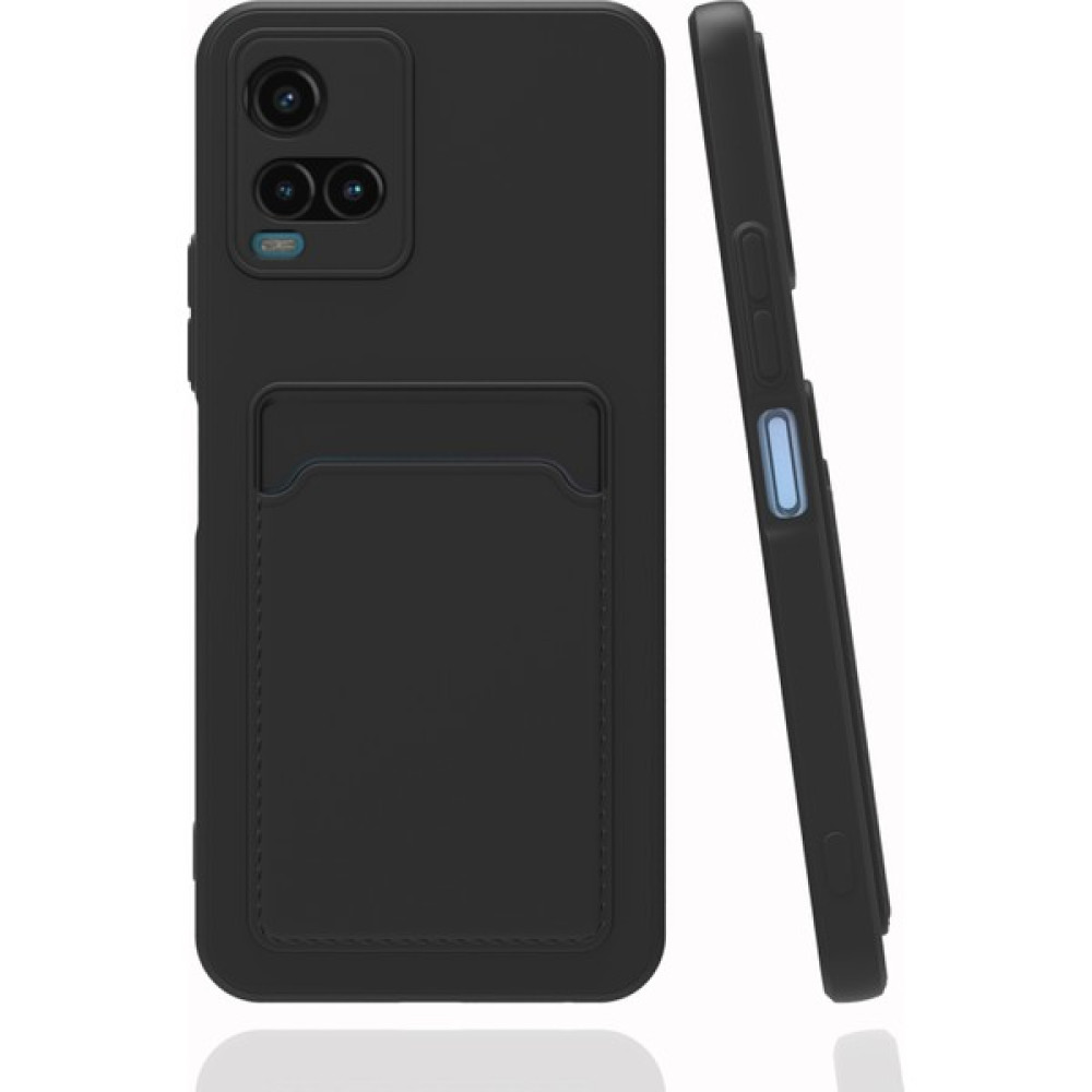 Nihcase Vivo Y21 Kılıf Kart Bölmeli Karlıklı Cüzdanlı Kamera Korumalı Silikon Kapak - Siyah Cep Telefonu Kılıfı Fiyatı