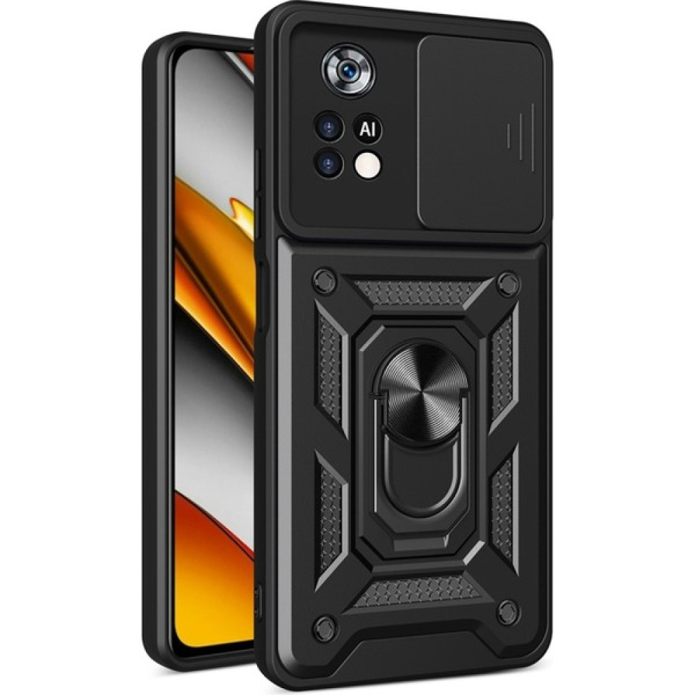 Nihcase Xiaomi Redmi Note 12 Pro Kılıf Kamera Korumalı Sürgülü Yüzüklü Armor Military Tank Koruyucu Kapak - Siyah - RM Note 12 Pro 4G Cep Telefonu Kılıfı Fiyatı