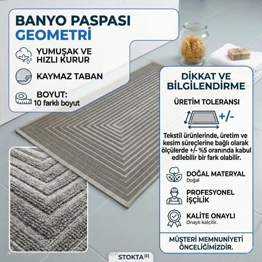 Nikar Home Pamuklu Kaymaz Taban Dikdörtgen Banyo Paspası – Yüksek Emici Pamuk Dokuma Halısı Banyo Mutfak Salon - Bej - 120 x 180 cm Araca Özel Paspaslar Fiyatı